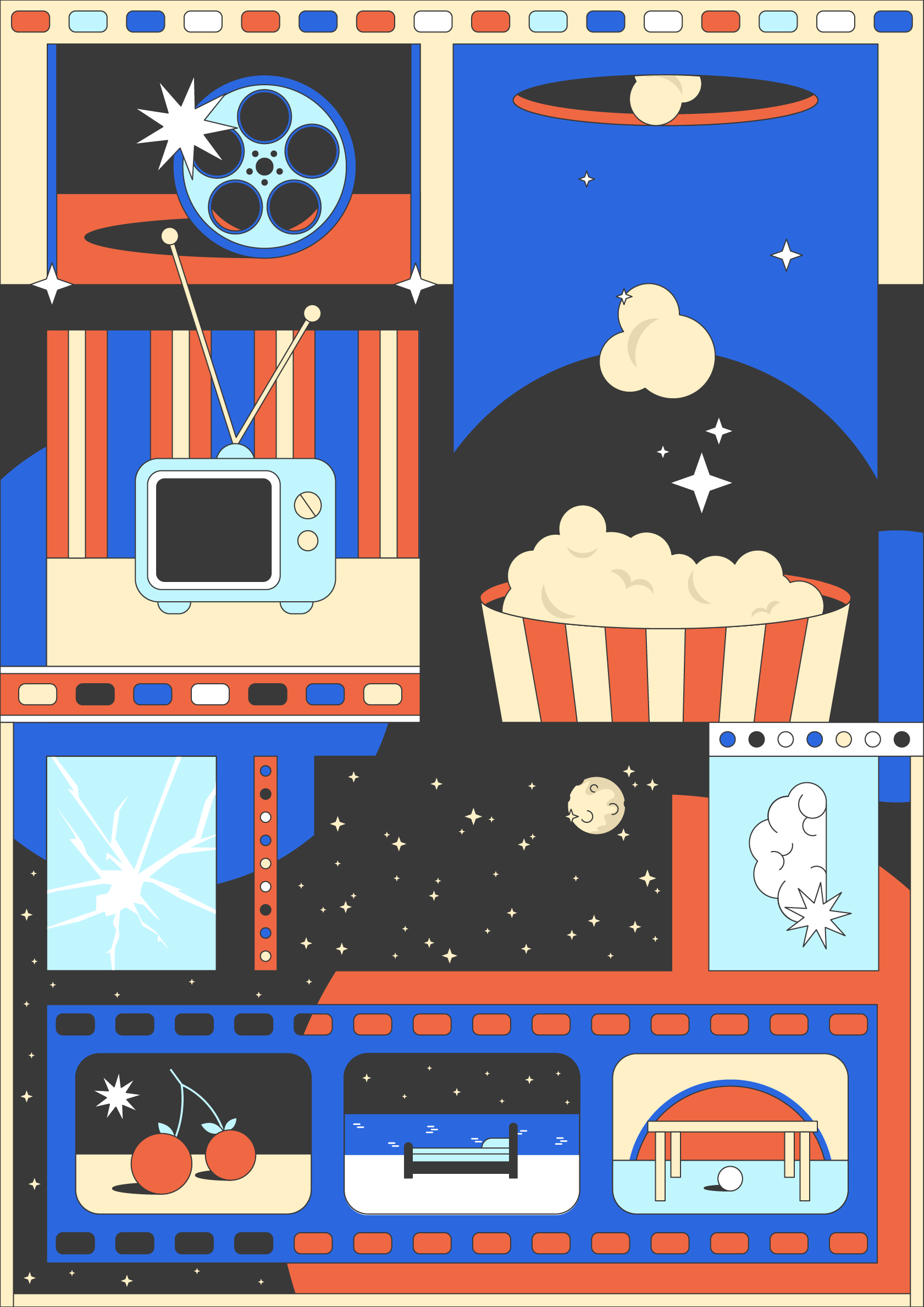 Eternal Sunshine of the Spotless Mind Poster adobe illustrator art camera editorial flat flat design graphis design illustration illustrator movie popcorn poster poster design retro series stars tv vector vector illustration