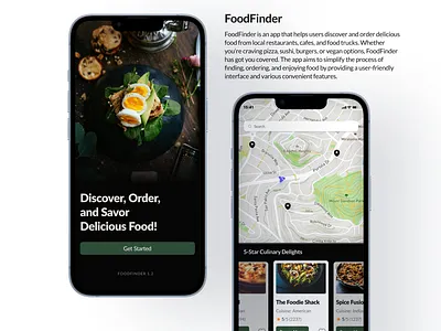 FoodFinder App Design app design designer figma food mobile app responsive typography ui uiux design