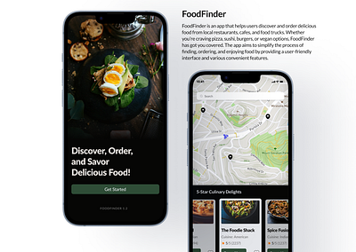 FoodFinder App Design app design designer figma food mobile app responsive typography ui uiux design