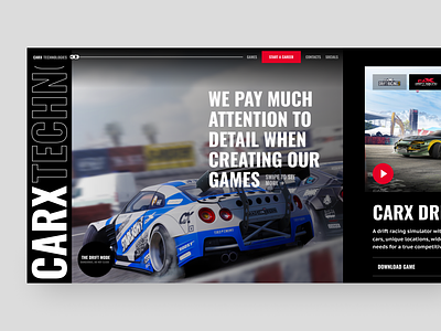 CarX — Homepage Design cars design drift gamedev gaming home page interaction design landing page racing top design agency top design studio top landing page ui ux web web design website