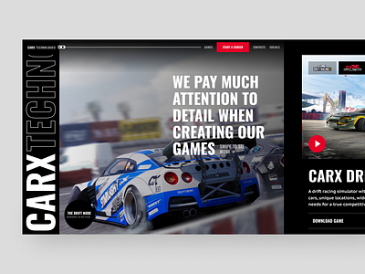 CarX — Homepage Design cars design drift gamedev gaming home page interaction design landing page racing top design agency top design studio top landing page ui ux web web design website