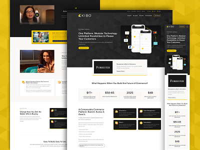 Kibo - Website Redesign, Homepage black clean contrast design gold grid icons kibo people platform simple sophisticated tech technology triangles ux web website website design yellow
