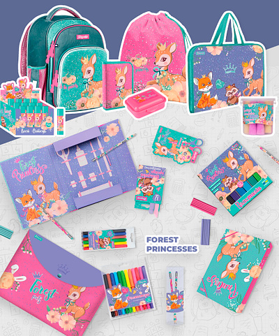 Design of stationery for a Ukrainian brand backpack for children graphic design stationery