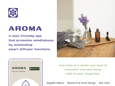 Aroma Smart Diffuser App app design application figma productdesign ui uidesign uiux user experience ux uxdesigner uxresearch