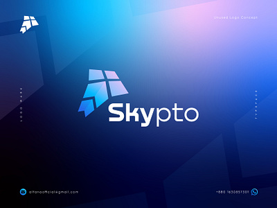 Skypto - Logo Design Concept agency ai artificial blockchain brand identity branding crypto currency digital logo logo design logo identity logotype marketing modern logo nft sky skypto token