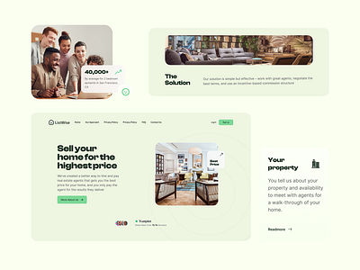 ListWise Landing Page agents clean design flat landing page minimal property real estate trending trustpilot ui ux website