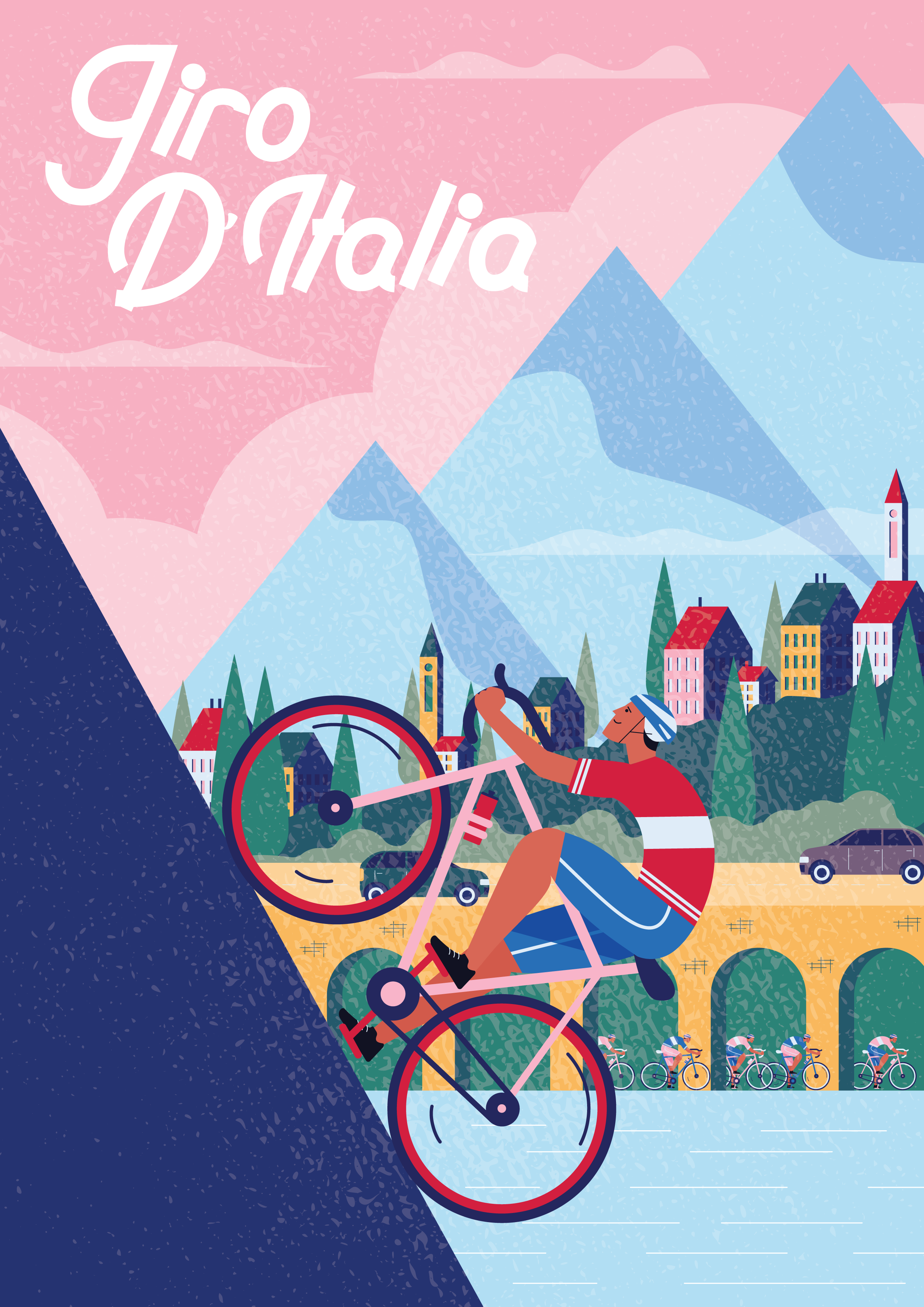 Giro D'Italia - Cycling poster design ai cycling cyclist design flat graphic design illustration illustrator italy poster poster design texture vector vector art