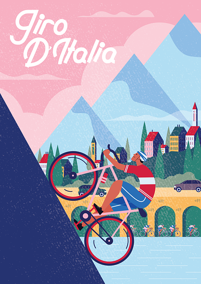 Giro D'Italia - Cycling poster design ai cycling cyclist design flat graphic design illustration illustrator italy poster poster design texture vector vector art
