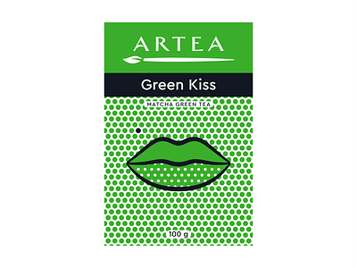 Green Kiss art branding creative dots drink graphicdesign illustration inspiration lichtenstein lips logo matcha packaging paintbrush painter popart roylichtenstein tea tealeaf teapackaging