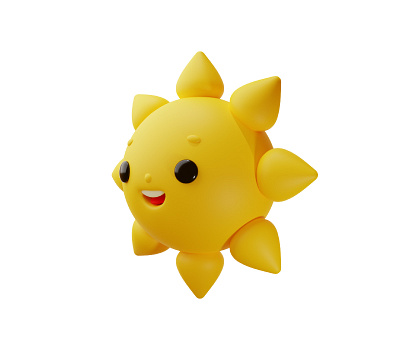 Cute 3d sun 3d blender cartoon character cute emoji illustration plastic smile smiling sticker summer sun