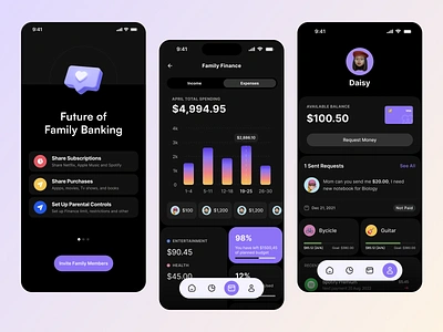 Family Banking Concept app bank banking branding card clean dashboard design family finance fintech illustration interface logo mobile slick studio ui ux wallet