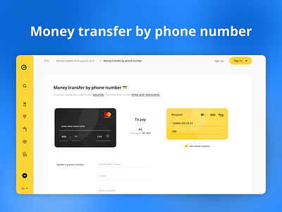 Money transfer by phone number for a payment service Oplata.com figma fintech payment product design ui ux