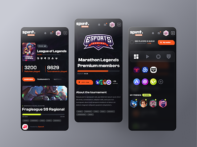 Gaming Dashboard Responsive app dark dashboard design esports game gaming mobile orange platform responsive tournament ui website