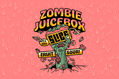 Zombie Juicebox badge branding design illustration label logo packaging type typography vector