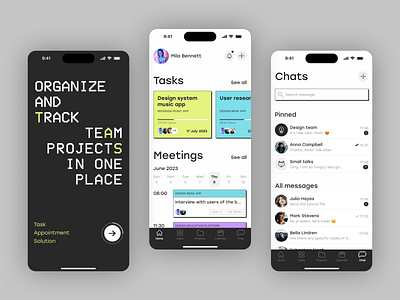 Task and Project Management Mobile App app branding chat design ios management mobile organize pixel project retro synthwave task ui ux