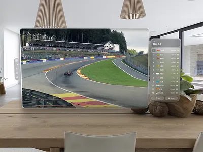 F1 TV — VisionOS concept 3d apple apple vision apple vision os apple vision pro apple visionos ar augmented reality f1 f1 tv formula 1 formula one glassmorphism mixed reality spatial spatial design ui vision os visionos