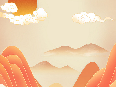 Chinese Design, Cloud and Mountain in Asian Style artwork asian design chinese design cloud and mountains illustration japanese design logo design