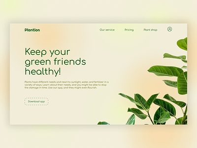 "Plantion" Plant care app blure branding care design dribbbleinvite green invite main paige orange plant plants ui ux web design