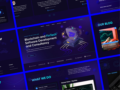 Website for Fintech Software Company blockchain blog case faq fintech footer gradients it company landing page main screen nft reviews services software ui ui ux web web design website what we do