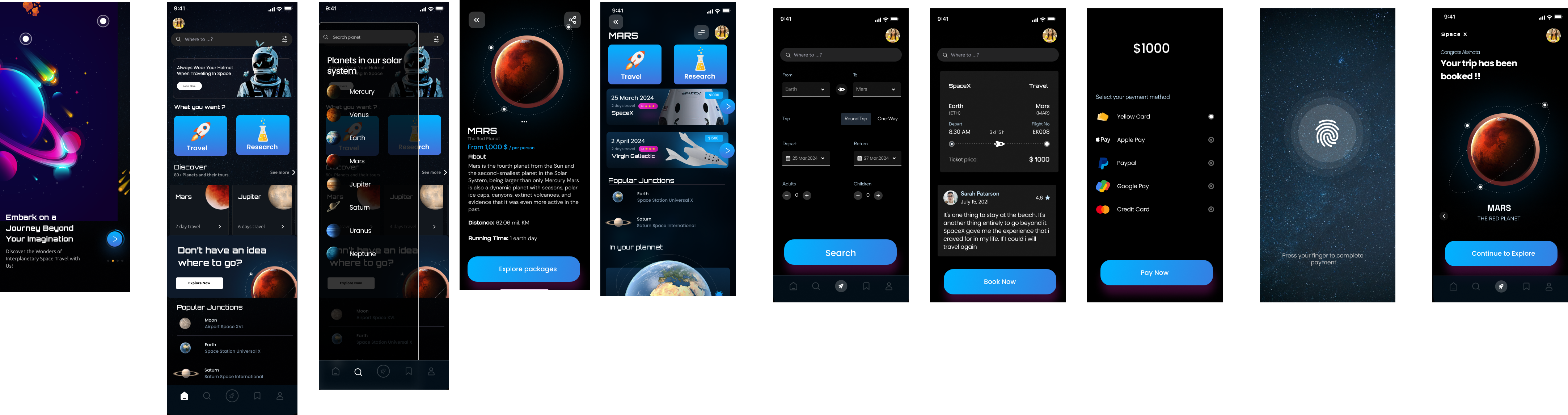 Interstellar Travel app Design design figma logo typography ui ux wireframing