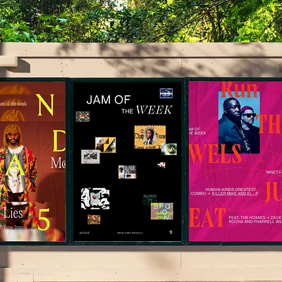 Jam of the week: Posters album art animation brand strategy branding collage design graphic design illustration jam of the week music music series passion project poster series posters product design rogue studio typography ui web website