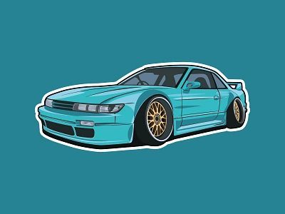 sticker nissan silvia s13 car illustration nissan sport car sticker vector