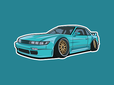 sticker nissan silvia s13 car illustration nissan sport car sticker vector