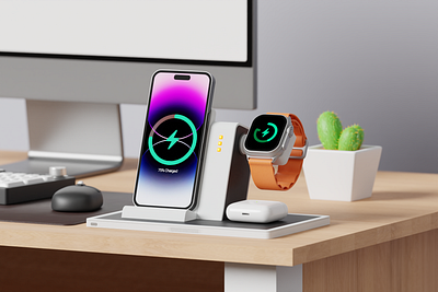 Wireless Charger Product Design 3d 3d model 3ddesign ads advertising animation battery charger connection electronic energy industrial design motion power product design render smart wireless