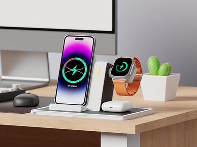 Wireless Charger Product Design 3d 3d model 3ddesign ads advertising animation battery charger connection electronic energy industrial design motion power product design render smart wireless