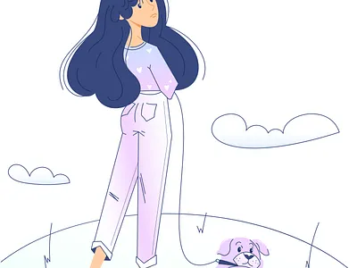 Kindred Glances cute gradient illustration outlined owner pet petlovers vector vector illustration