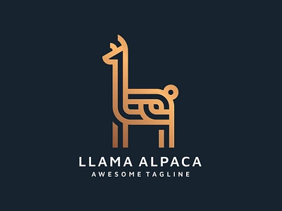 LLAMA ALPACA LINE ART LOGO TEMPLATE app branding design graphic design illustration logo typography ui ux vector