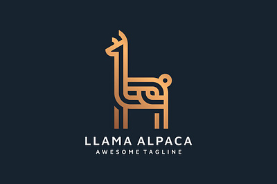 LLAMA ALPACA LINE ART LOGO TEMPLATE app branding design graphic design illustration logo typography ui ux vector