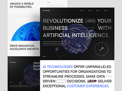 Alvantage - AI Saas Landing Page 3d ai artificial intelligence business fintech future graphic design homepage landing page saas saas design saas website startup tech technology ui web web design website website design