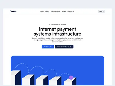 Payzen website design - Landing page branding design designconcept finance hero section landing page minimal ui uidesigners vector website website design