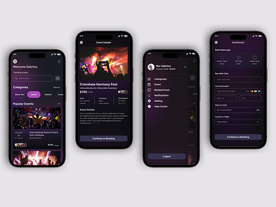 Event Ticket App Design bookingapp community concert eventapp eventorganizer events festival mobileapp project ticket uikit