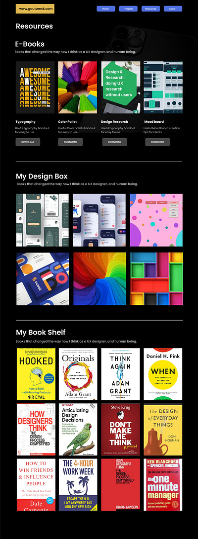 My Resources for aPortfolio Website graphic design portfolio ui website