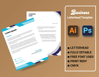 VECTOR ABSTRACT CORPORATE BUSINESS STYLE LETTERHEAD DESIGN a4 branding designe flyer graphic design letterhad pad