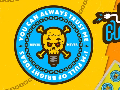 Feelin' Electric brand design branding design electric graphic design illustration illustrator lightbulb mockups patch skull sticker typography vector