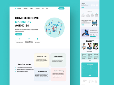 Comprehensive marketing design homepage illustration landing page ui ui of website ux vector