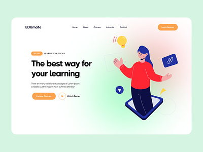 landing page for online education website education education langing education learning education website uiux educationebsite educationwebsitedesign illustration landingpage laterst trends learning website minimal design typography ui ux websiteui websiteux