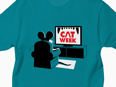 Terrifying cat week glenn jones glennz illustration illustrator mouse shark week tee tshirt vector