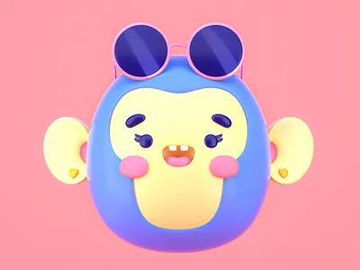 🐵 🕶 3d 3d model animation c4d cinema4d design digital art dojo studio illustration monkey motion octane render sunglasses