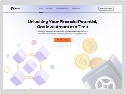 Web Hero UI banking figma finance fintech hero hero page illustrations investment investment ui landing page mockup simple web web ui website ui