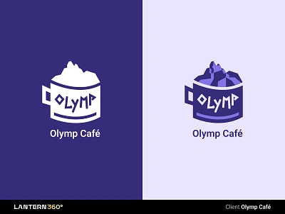 Olymp Café | Logo & Identity Design agency agency service animated logo animation brand design brand identity branding coffee logo cup logo design flat logo logo design logotype marketing minimal logo mountain olymp olympus typograpgy violet logo