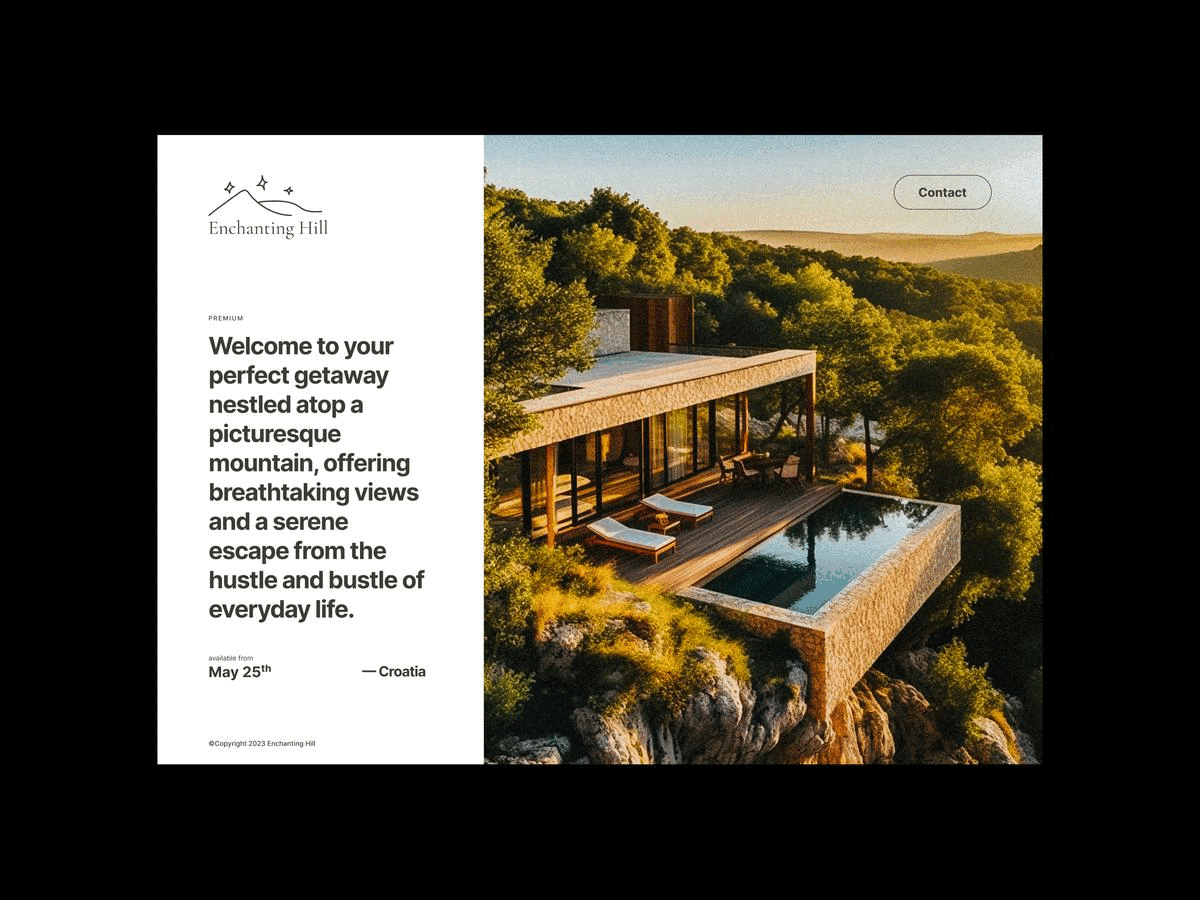 Holiday house landing page exploration branding concept creative design direction exploration holiday homepage landing page photography ui
