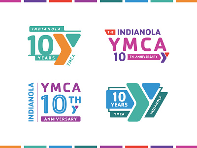 YMCA Anniversary Logos 10 years activities anniversary colorful logos community health and wellness logo healthy lifestyle healthy living iowa workout ymca
