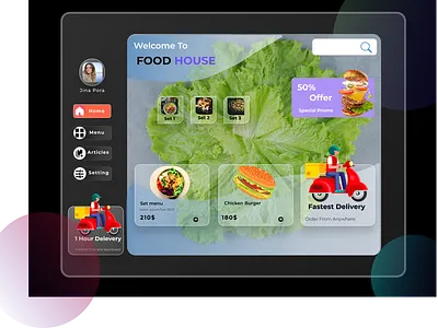 Food Commerce Glassmorphism Web Ui Design app branding design graphic design illustration logo typography ui ux vector