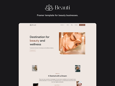 Beauti - Framer Template barber beauty cosmetic framer hair home page landing landing page makeup responsive salon skin care spa template ui design web design website yoga