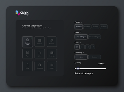 Printing works calculator | Daily UI #004 calculator cmyk dailyui design figma printing ui uidesign