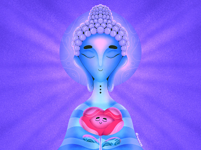 Ham 2d blue buda calm chakra character color flower goddess illustration meditation procreate